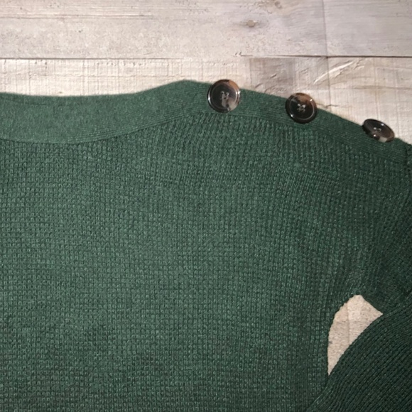 Anthropologie Green Cashmere Blend Sweater with Button Detail - Picture 3 of 10
